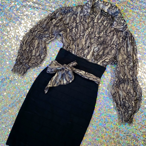 💌[ Bebe ] Silk Bandage Flowy Top Dress - Picture 3 of 16